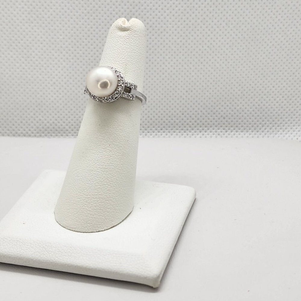 Brand New Sterling Silver 925 Pearl Round Ring - Picture 6 of 6